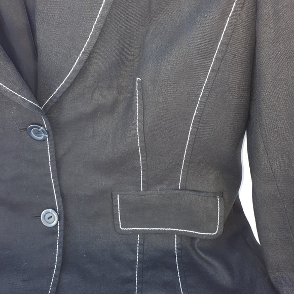 Style & co. Black Blazer White Top Stitching - S10 - Picture 2 of 5